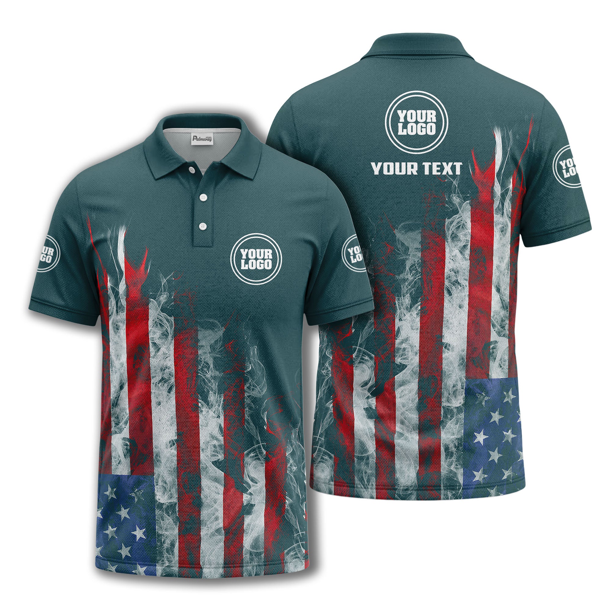 smoky american flag stars & stripes patriotic bold golf polo shirt