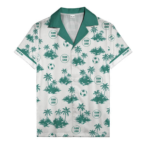 soccer balls & palm trees island repeat black white hawaiian shirt