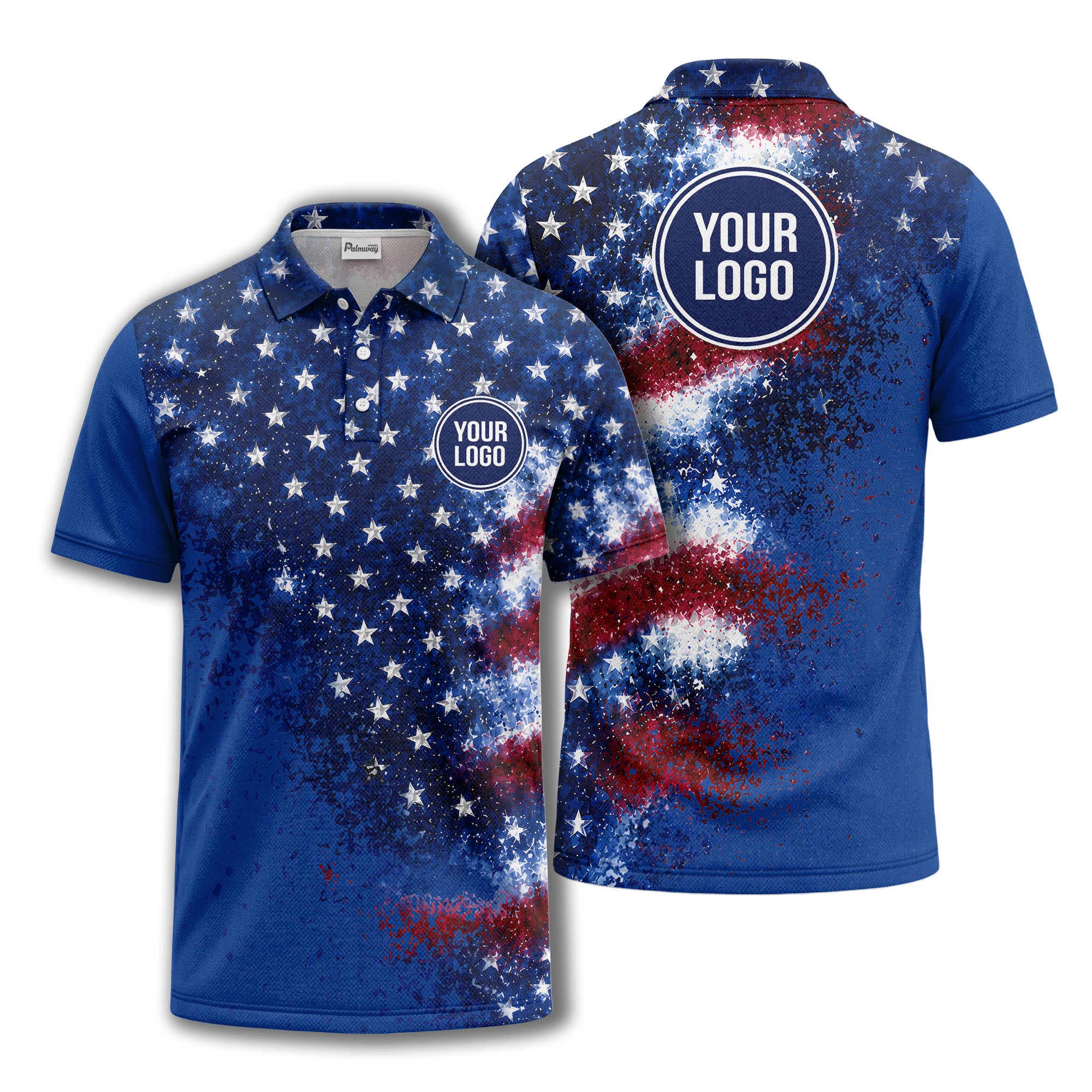 stars & stripes american flag all over print polo shirt