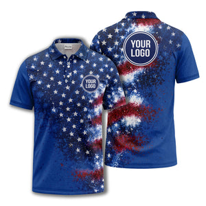 stars & stripes american flag all over print polo shirt