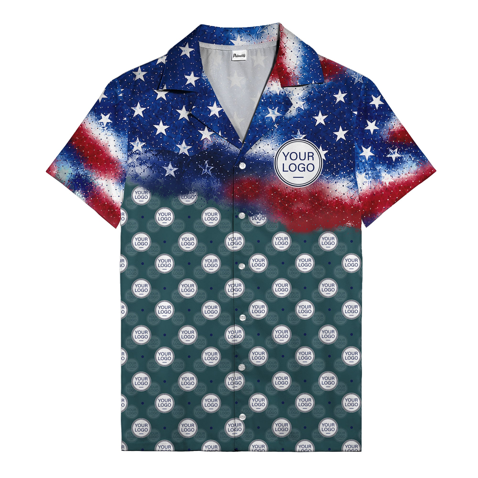 stars & stripes american flag custom logo patriotic hawaiian shirt
