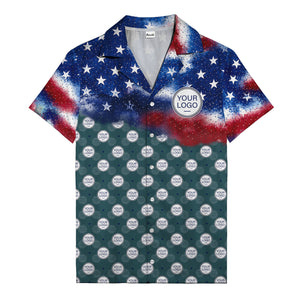 stars & stripes american flag custom logo patriotic hawaiian shirt