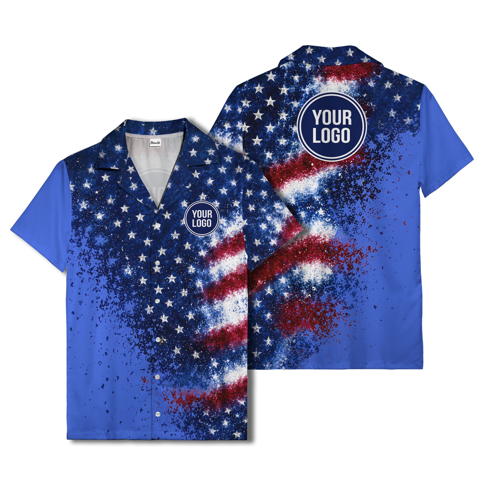 stars & stripes watercolor splash patriotic hawaiian shirt