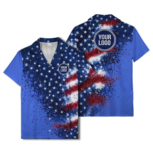 stars & stripes watercolor splash patriotic hawaiian shirt