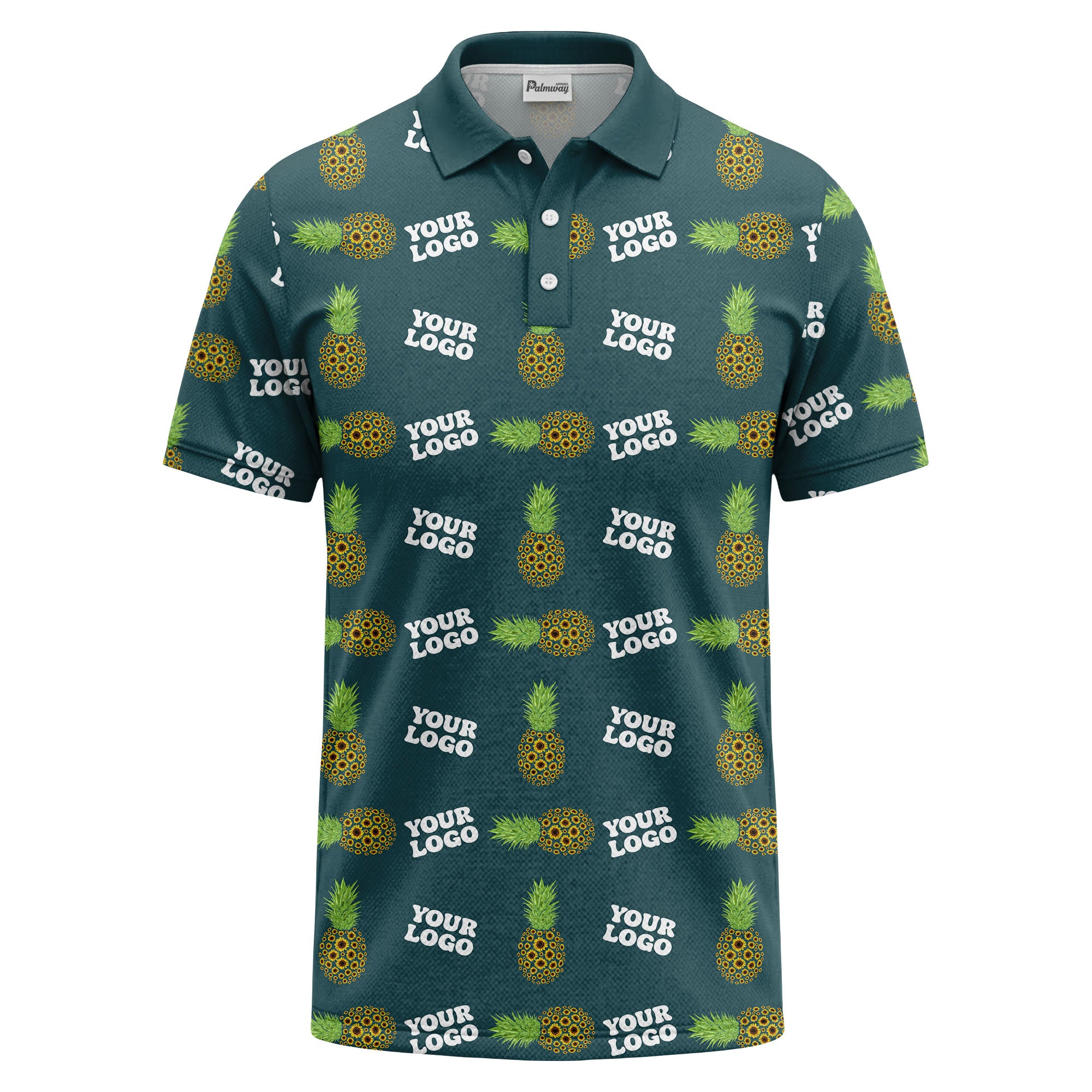 sunflower pineapple repeat custom logo polo shirt for beach days