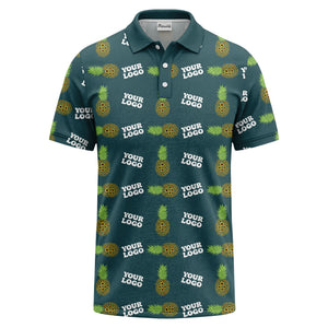 sunflower pineapple repeat custom logo polo shirt for beach days