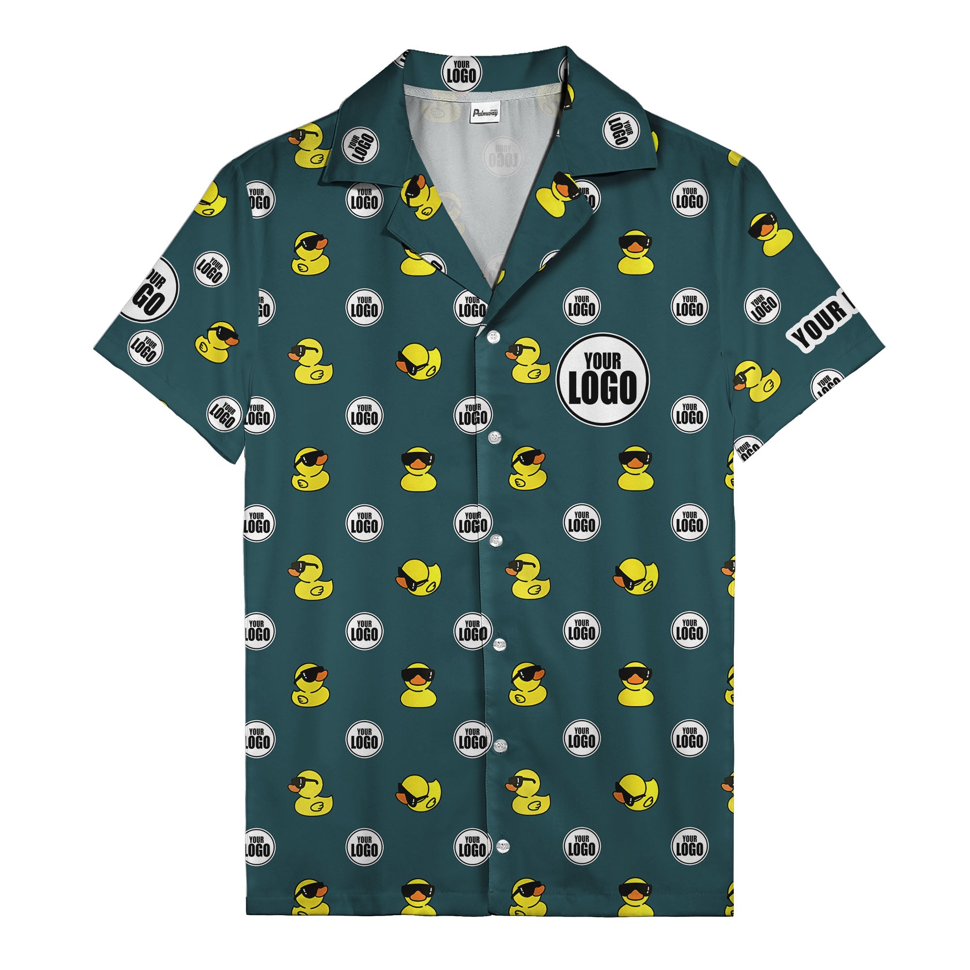 sunglass rubber duckies & custom logo circles fun hawaiian shirt for men