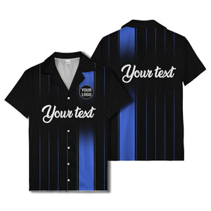 vertical black & white stripe custom logo hawaiian shirt