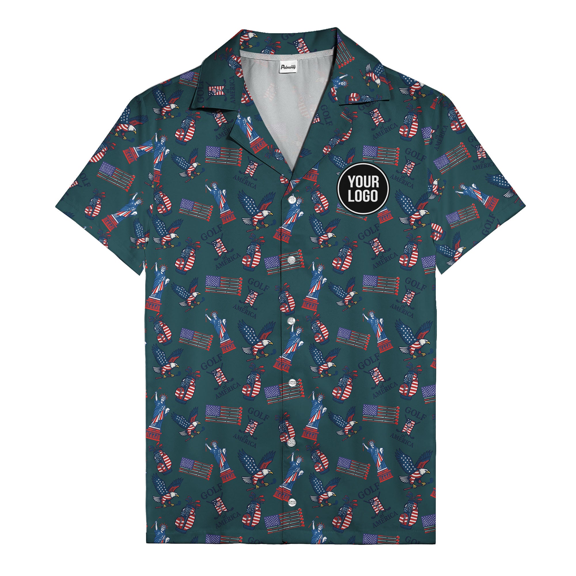 vintage 50s bald eagles & statue of liberty golf hawaiian shirt