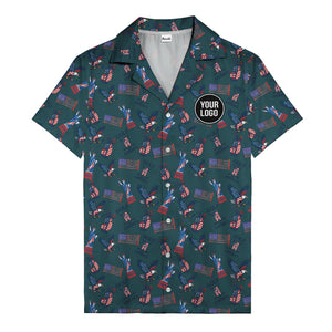 vintage 50s bald eagles & statue of liberty golf hawaiian shirt
