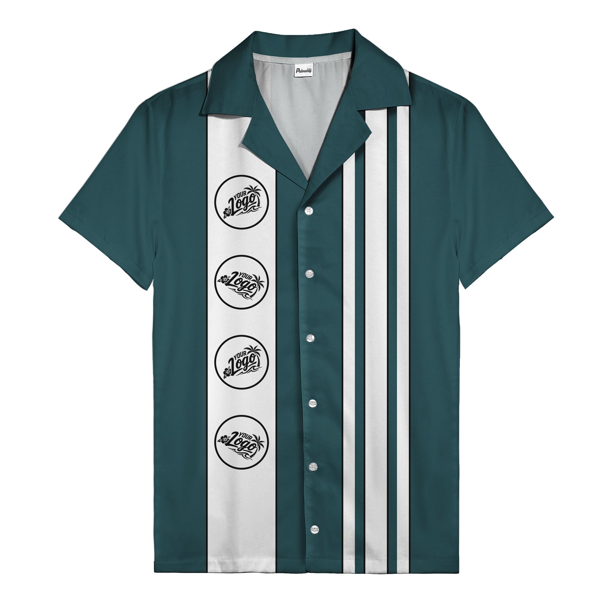 Vintage Black & White Bowling Circles Geometric Hawaiian Shirt For Men