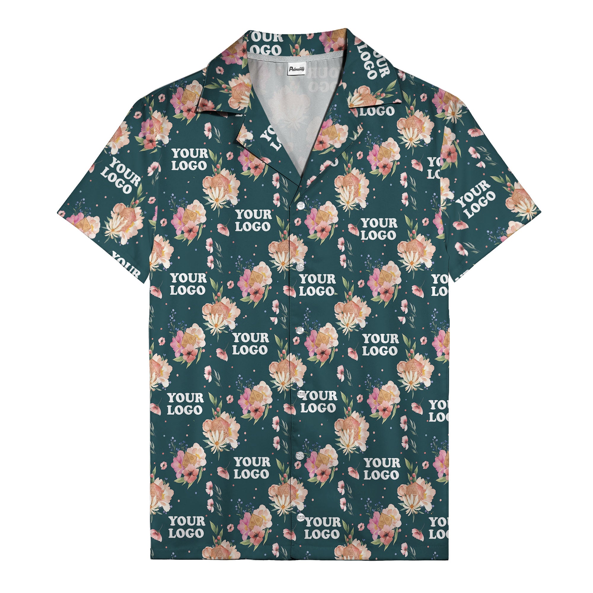 watercolor floral d20 dice hawaiian shirt with custom logo space