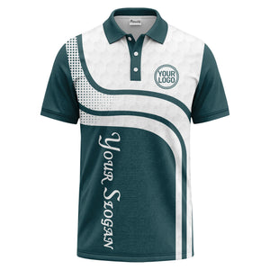 wave hexagon graphic golf polo shirt with custom logo