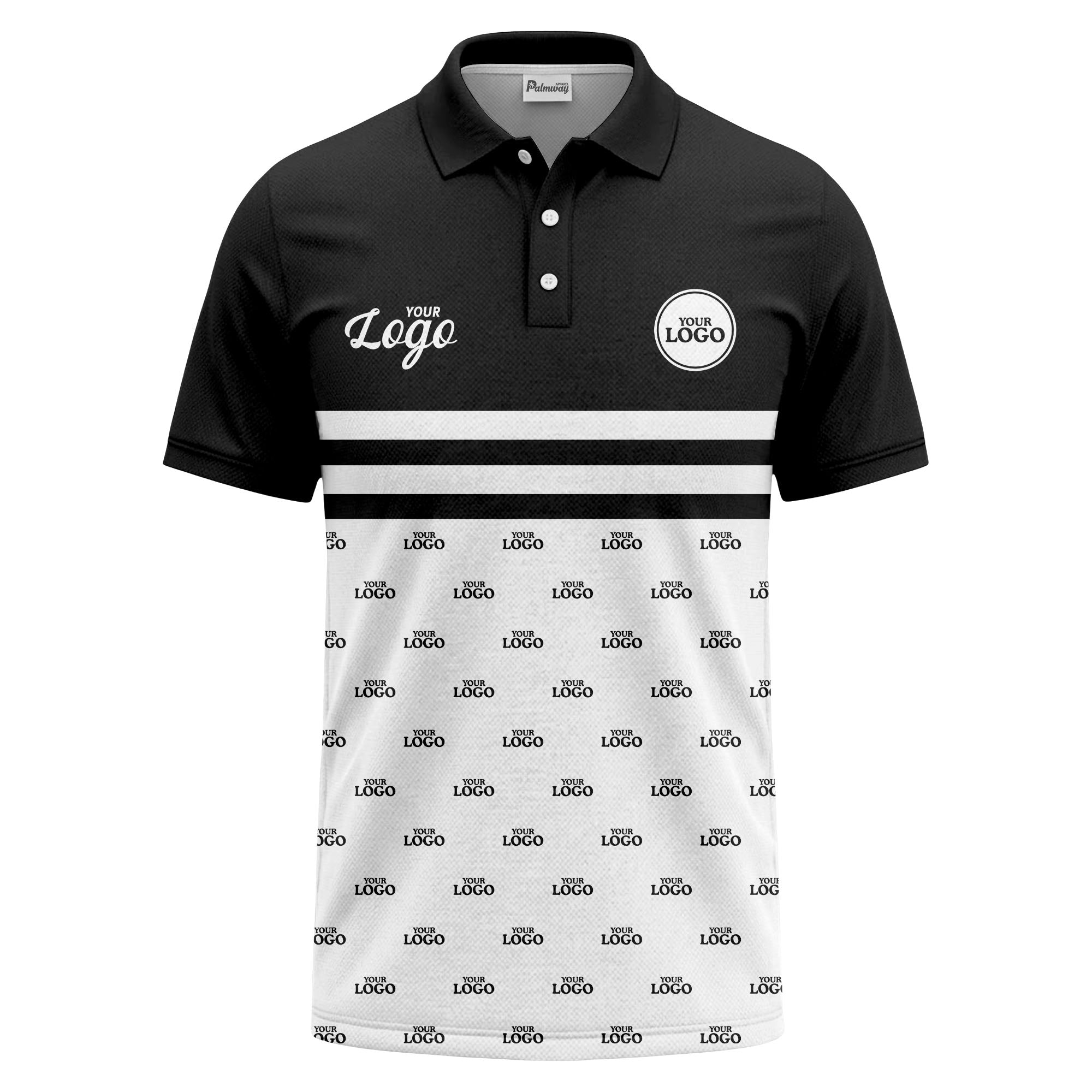 Custom Multi Color Striped Logo Golf Polo Shirt For Corporate Branding