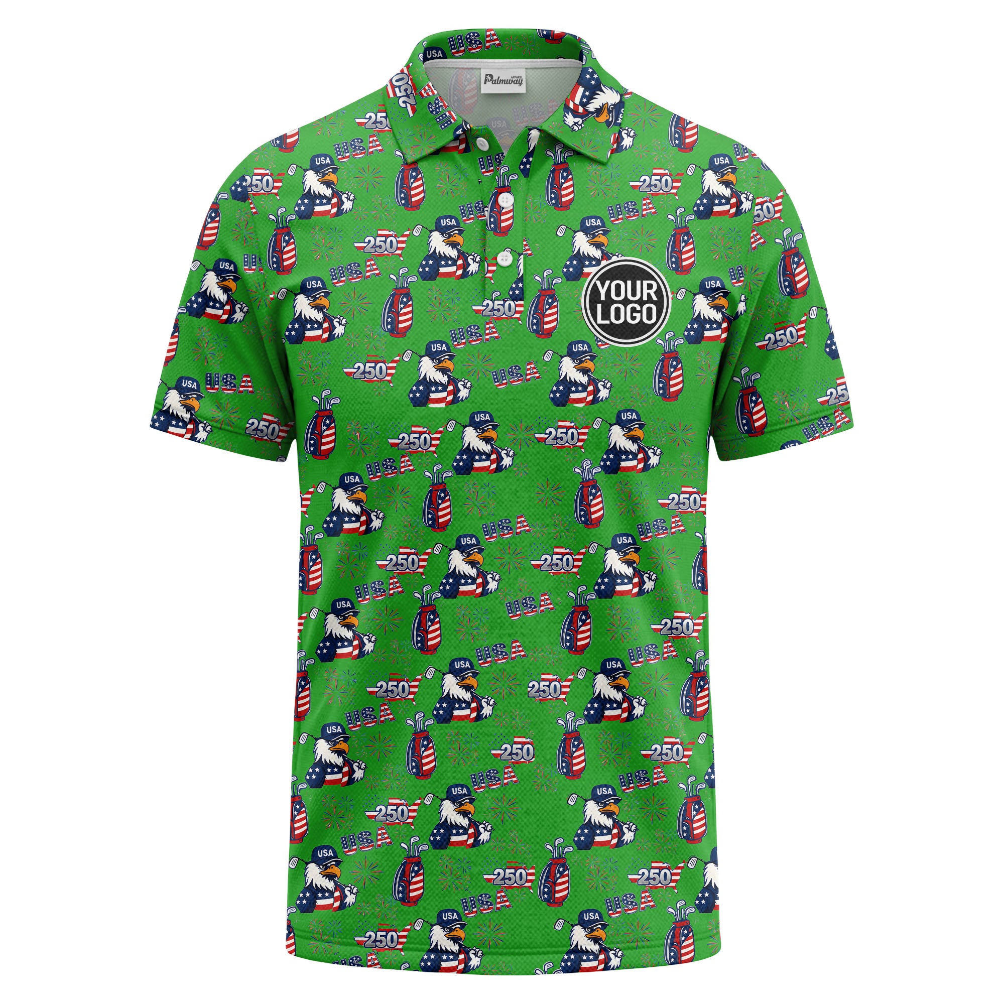 bald eagles golf bags fireworks patriotic polo shirt for men