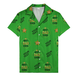 best dad ever gold crown circle repeat pattern hawaiian shirt for men