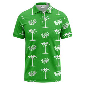 black gold palm trees & customizable logos graphic polo shirt