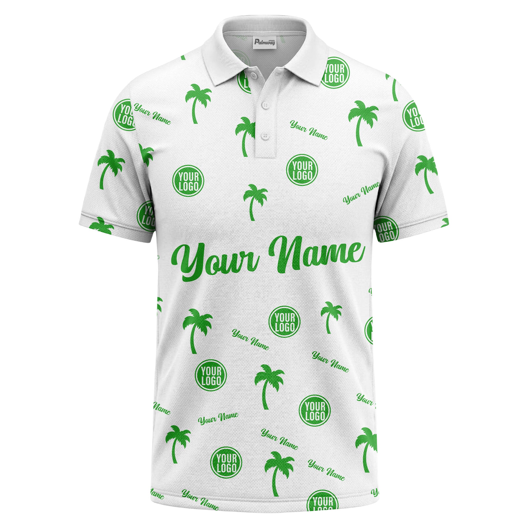 black palm tree silhouettes personalized polo shirt with custom logos