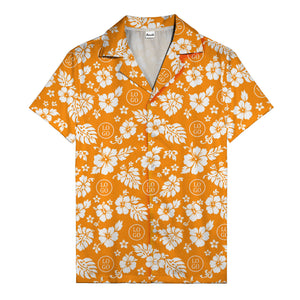 black & white hibiscus blooms & monstera leaves hawaiian shirt for men