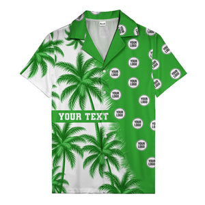 black & white palm tree repeat & custom logo hawaiian shirt for men