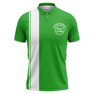 bold black white vertical stripe custom logo golf country club polo shirt