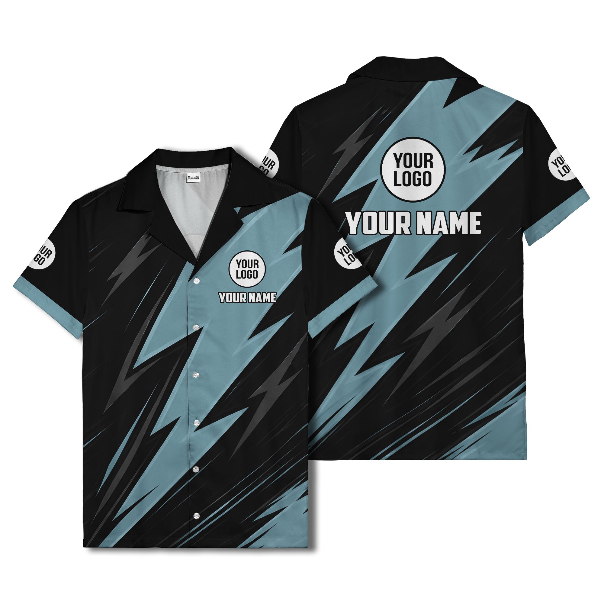 bold lightning bolt repeat pattern personalized hawaiian shirt for men