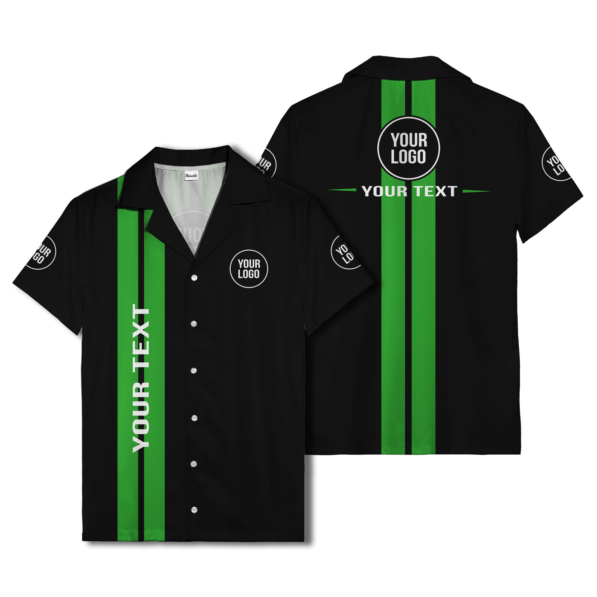 bold vertical stripe custom logo hawaiian shirt for men