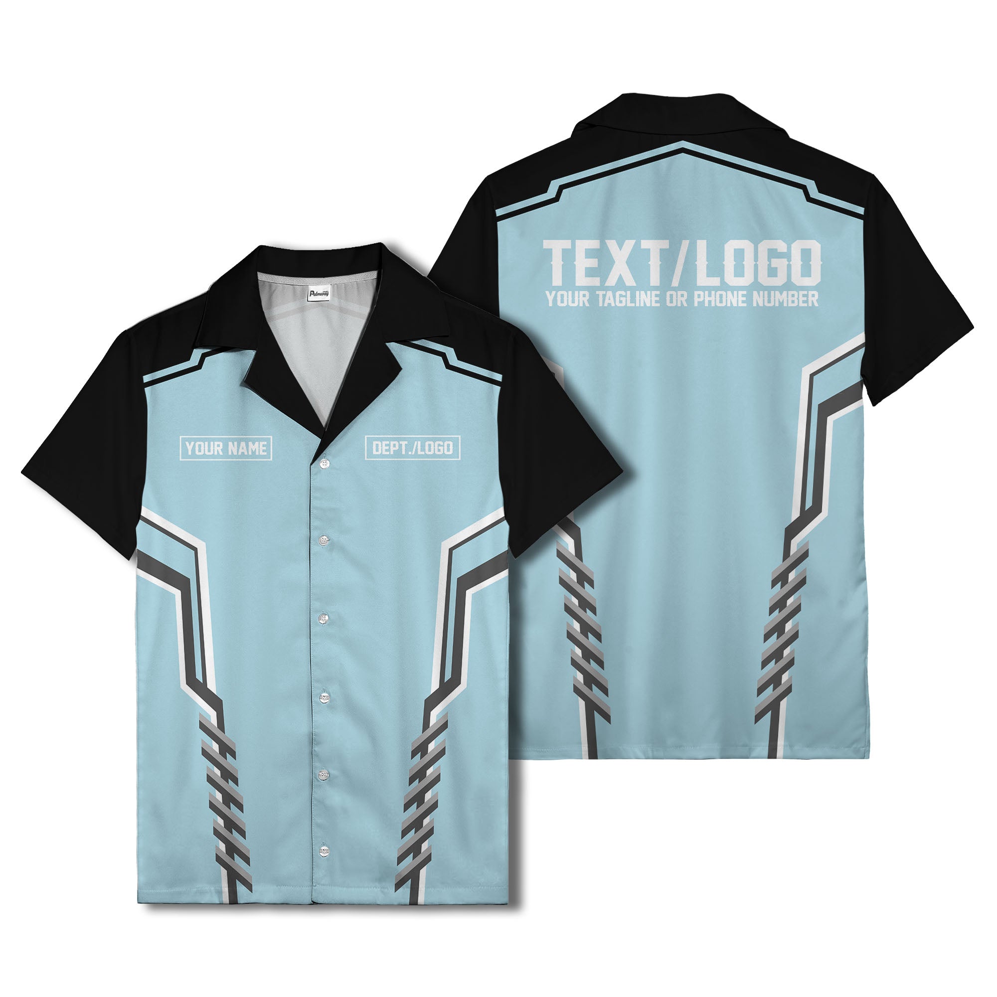 bowling team stripe name box hawaiian shirt for men