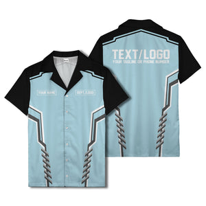 bowling team stripe name box hawaiian shirt for men