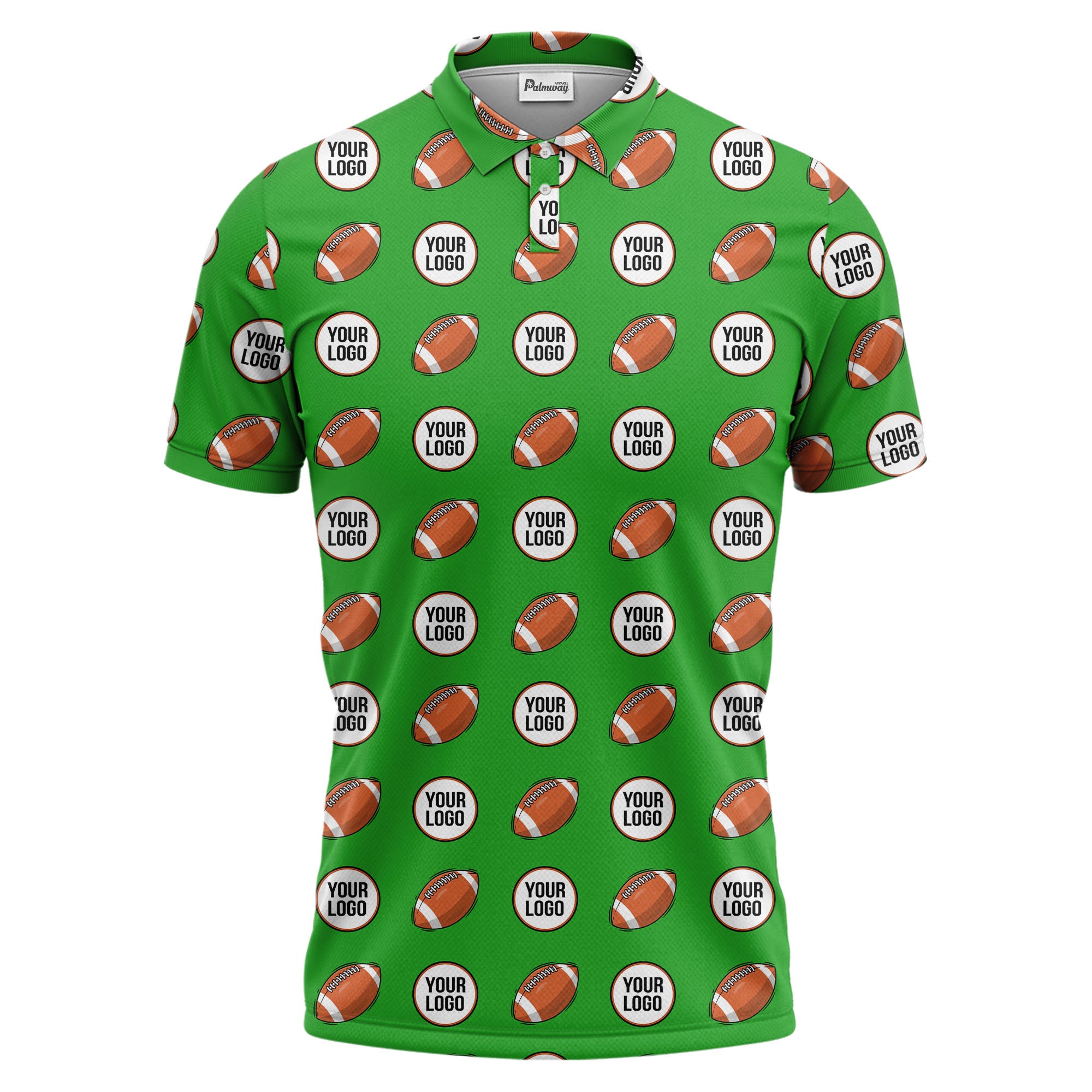 cartoon football logo circle repeat black sports polo shirt for men