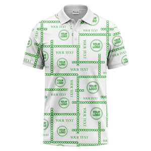 chain link grid custom logo monochrome polo shirt for men