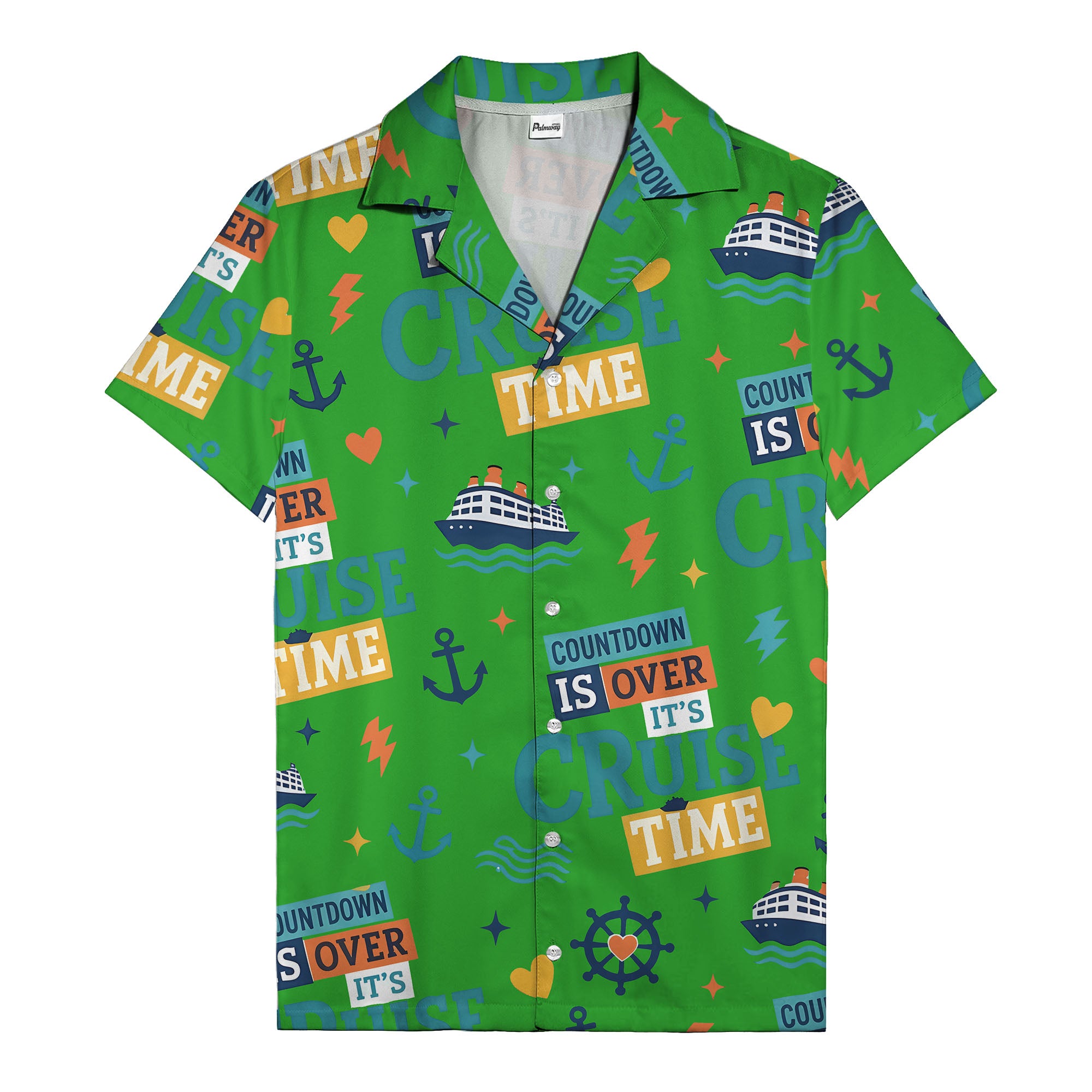 cruise ships & anchors cartoon fun hawaiian shirt for vacation