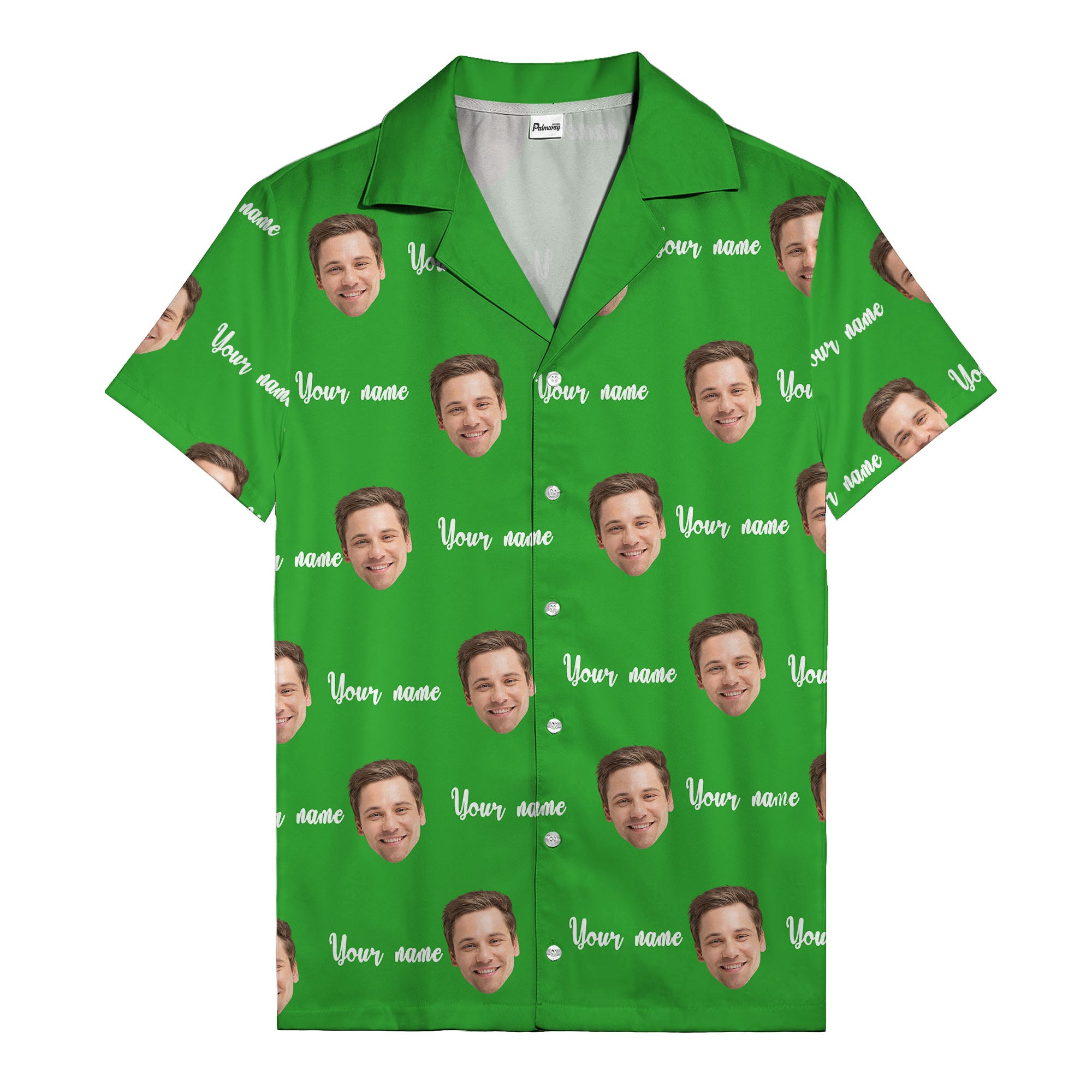 custom face portrait & personalized text repeat hawaiian shirt