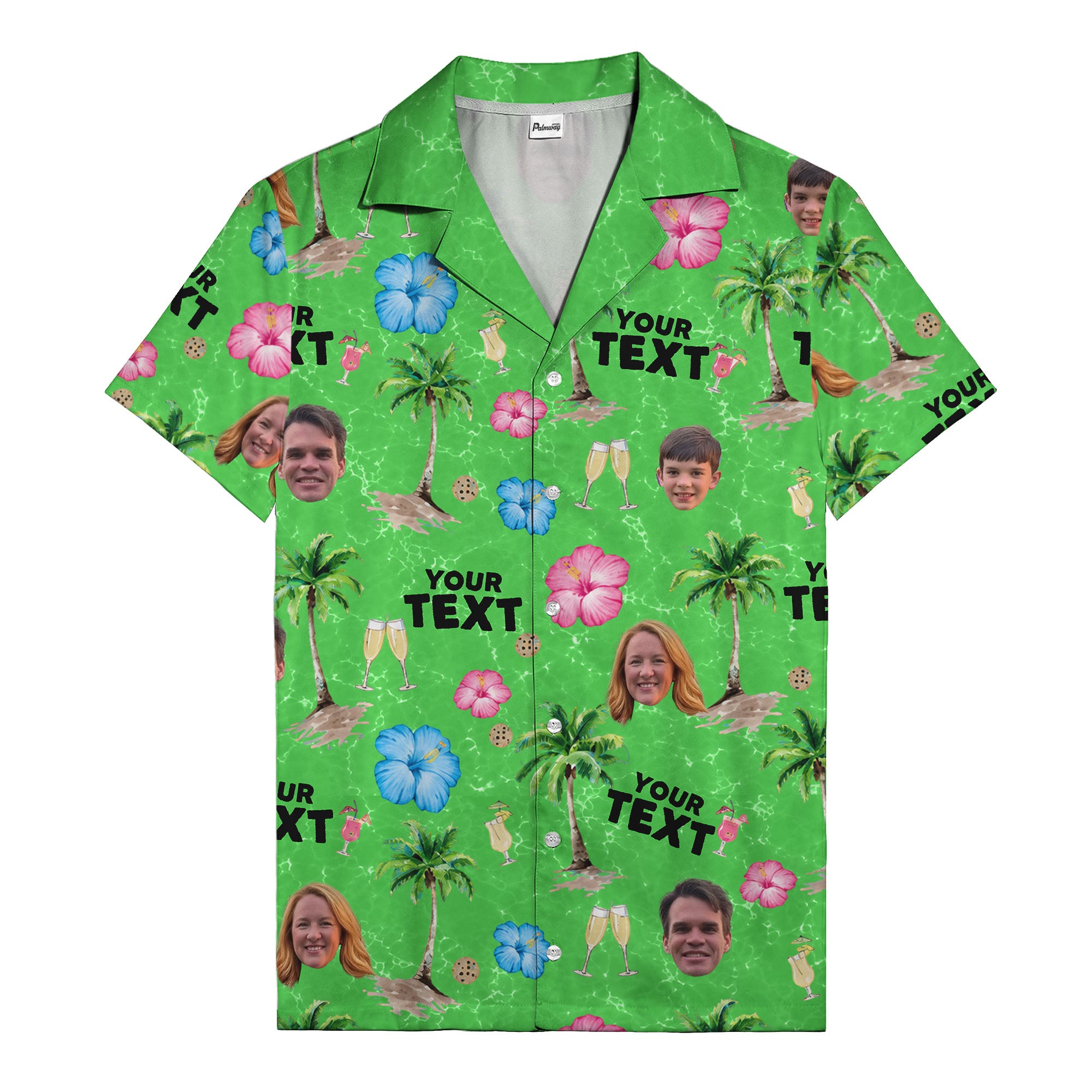 custom faces palm trees hibiscus watercolor hawaiian shirt for men