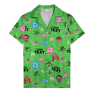 custom faces palm trees hibiscus watercolor hawaiian shirt for men