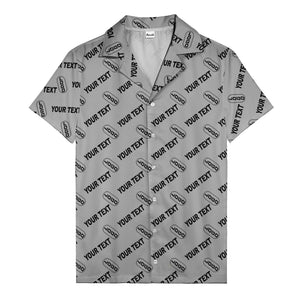 custom logo & editable text repeat pattern black hawaiian shirt