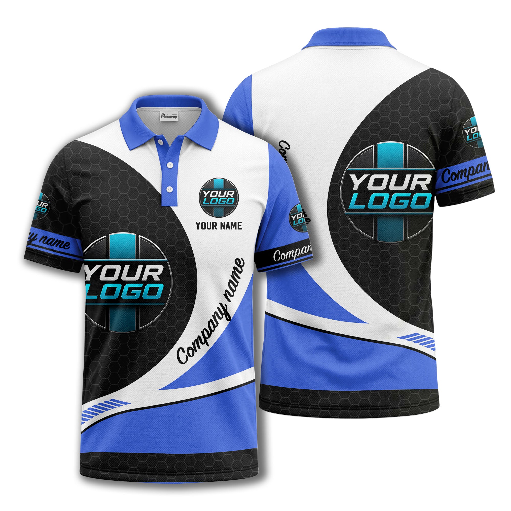 custom logo hexagon diagonal stripes polo shirt for men