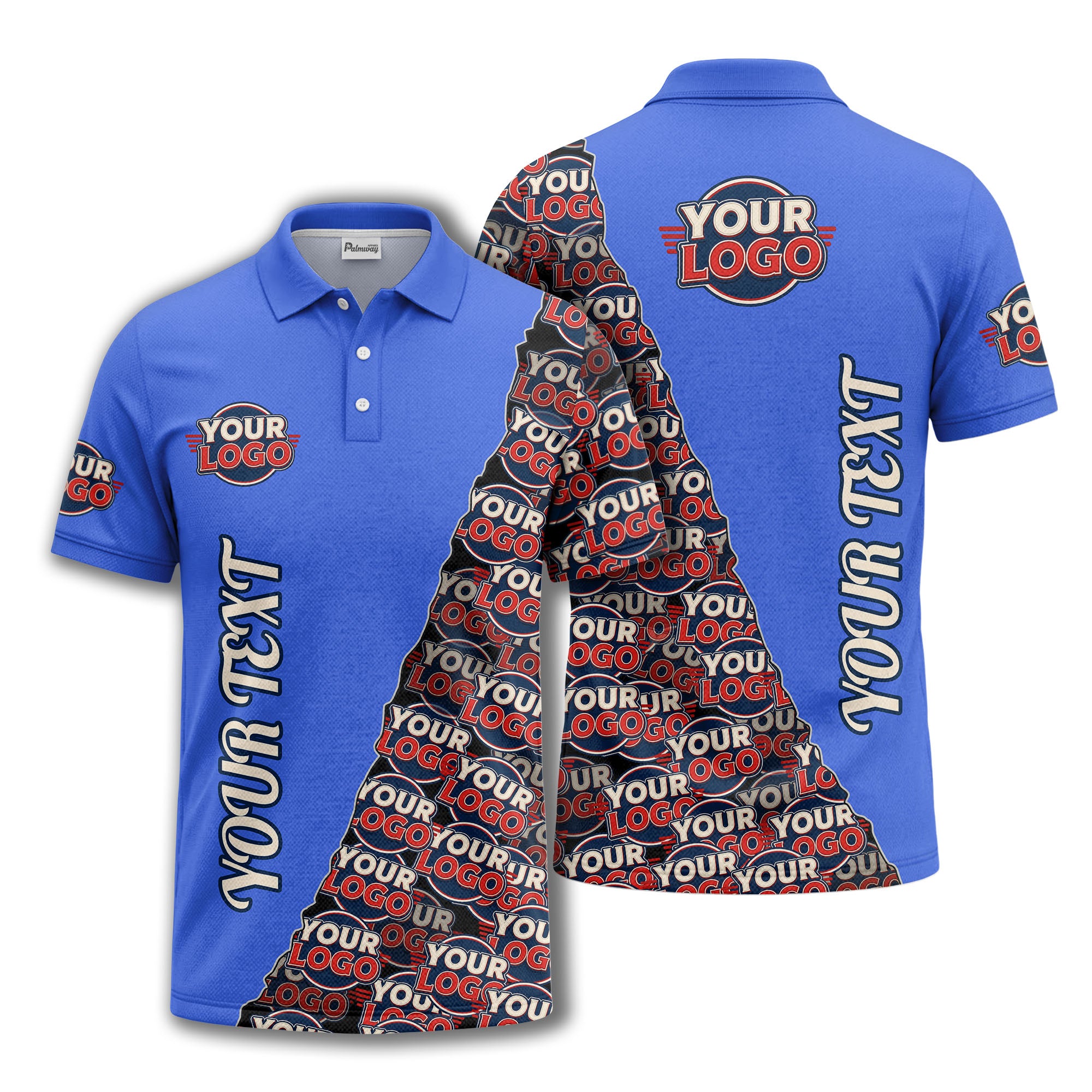 custom logo repeat vertical text pattern personalized polo shirt