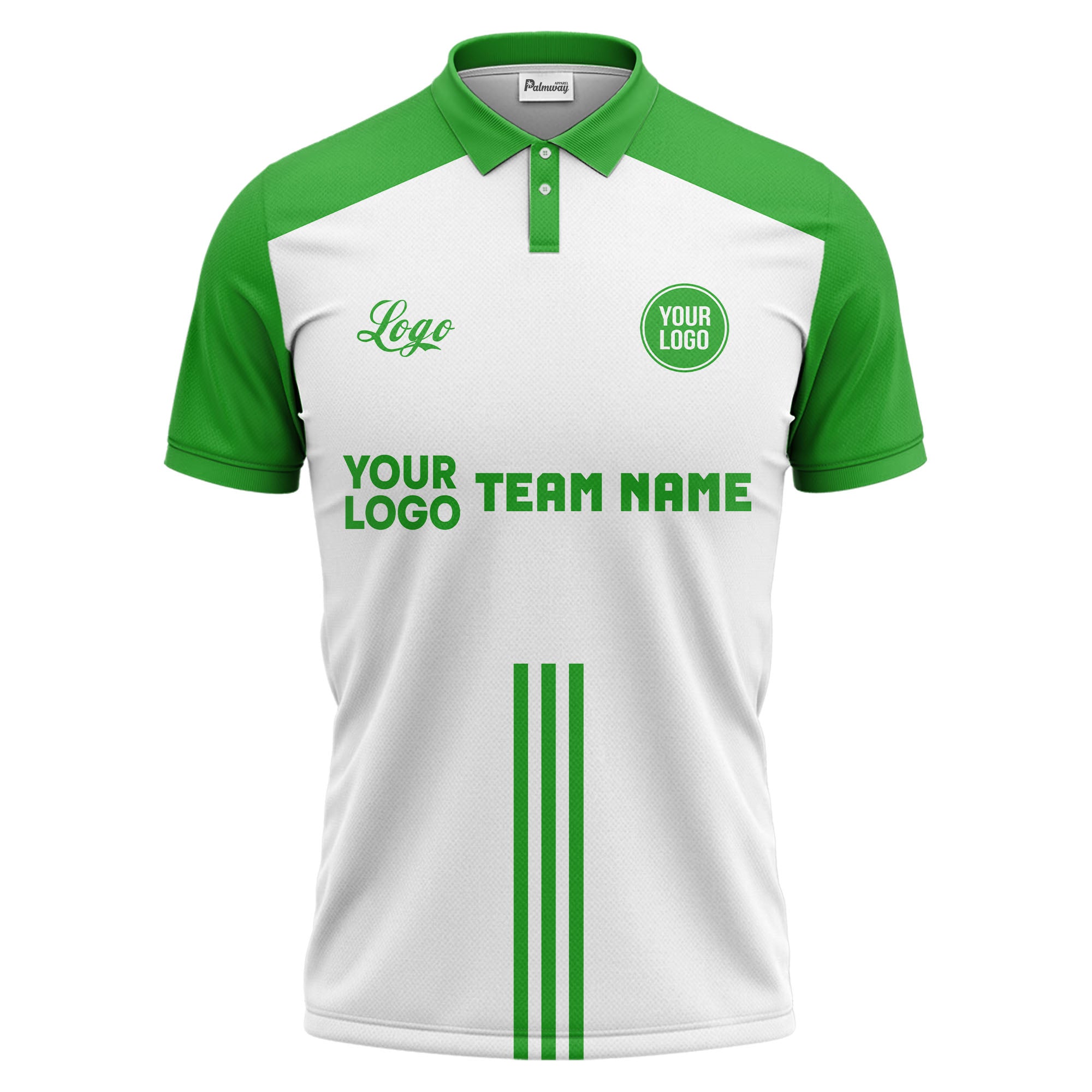 custom logo & team text white black sports jersey polo shirt for men