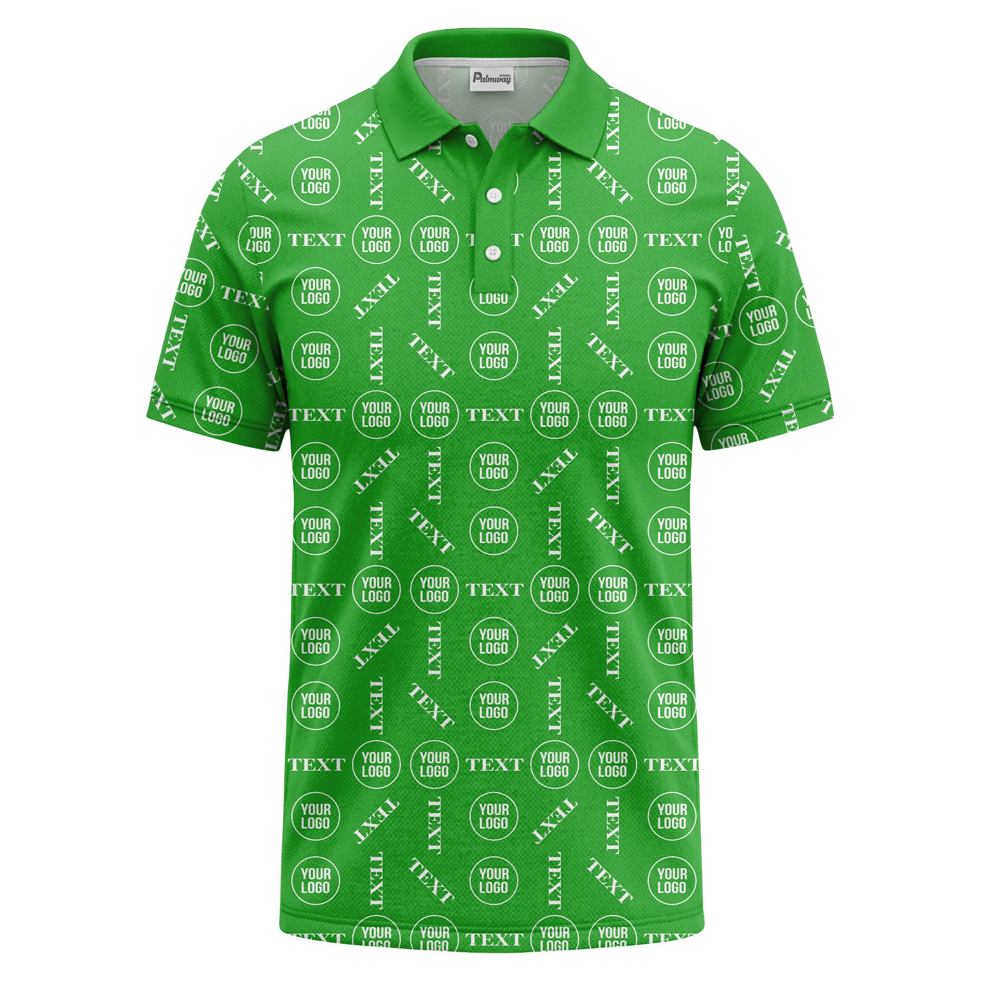 custom logo & text repeat all over print polo shirt