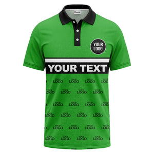 custom monogram logo repeat & text banner all over polo shirt