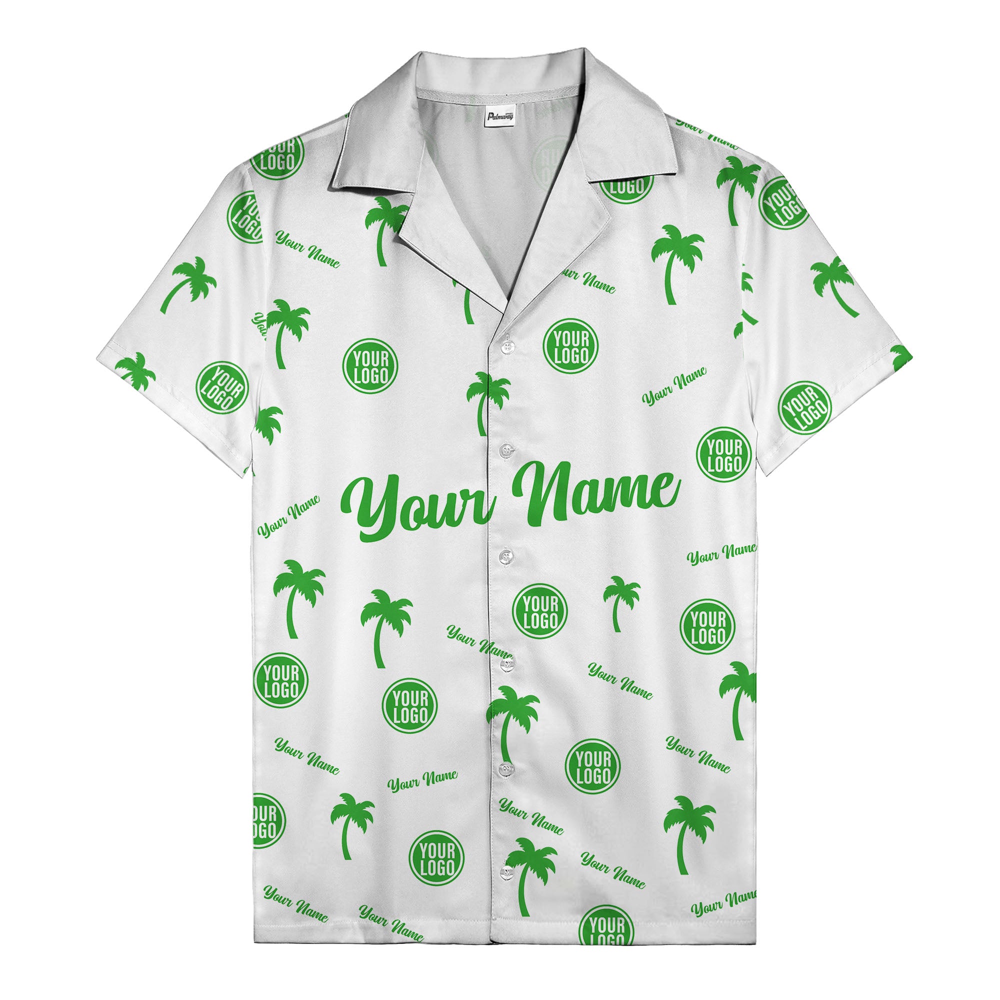 custom palm tree silhouette & name logo black white hawaiian shirt