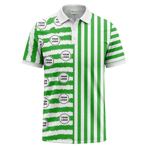 customizable black & white stripes with logo circles polo shirt