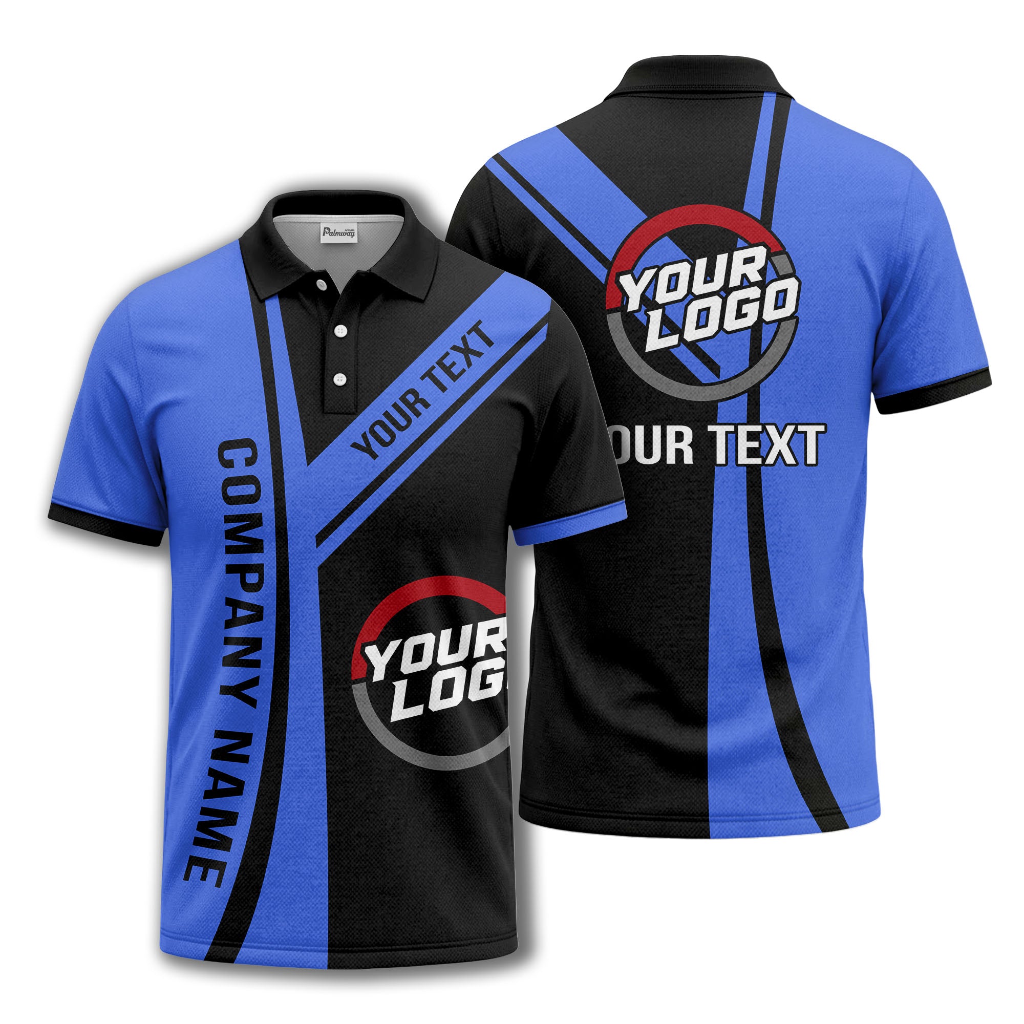 customizable company logo diagonal stripe polo shirt for corporate teams