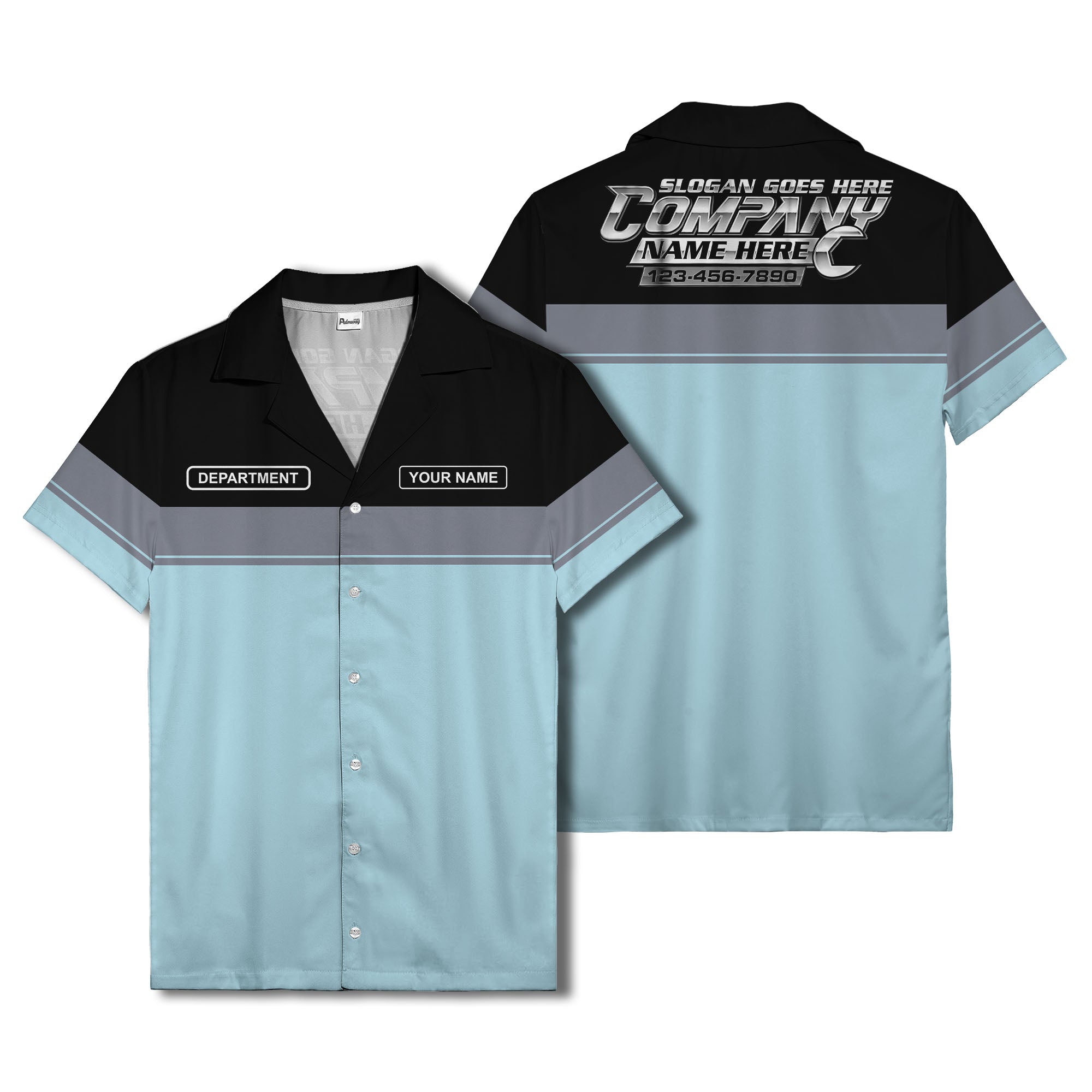 customizable department name gray stripe minimalist hawaiian shirt