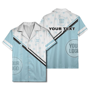 customizable diagonal stripe & logo repeating hawaiian shirt