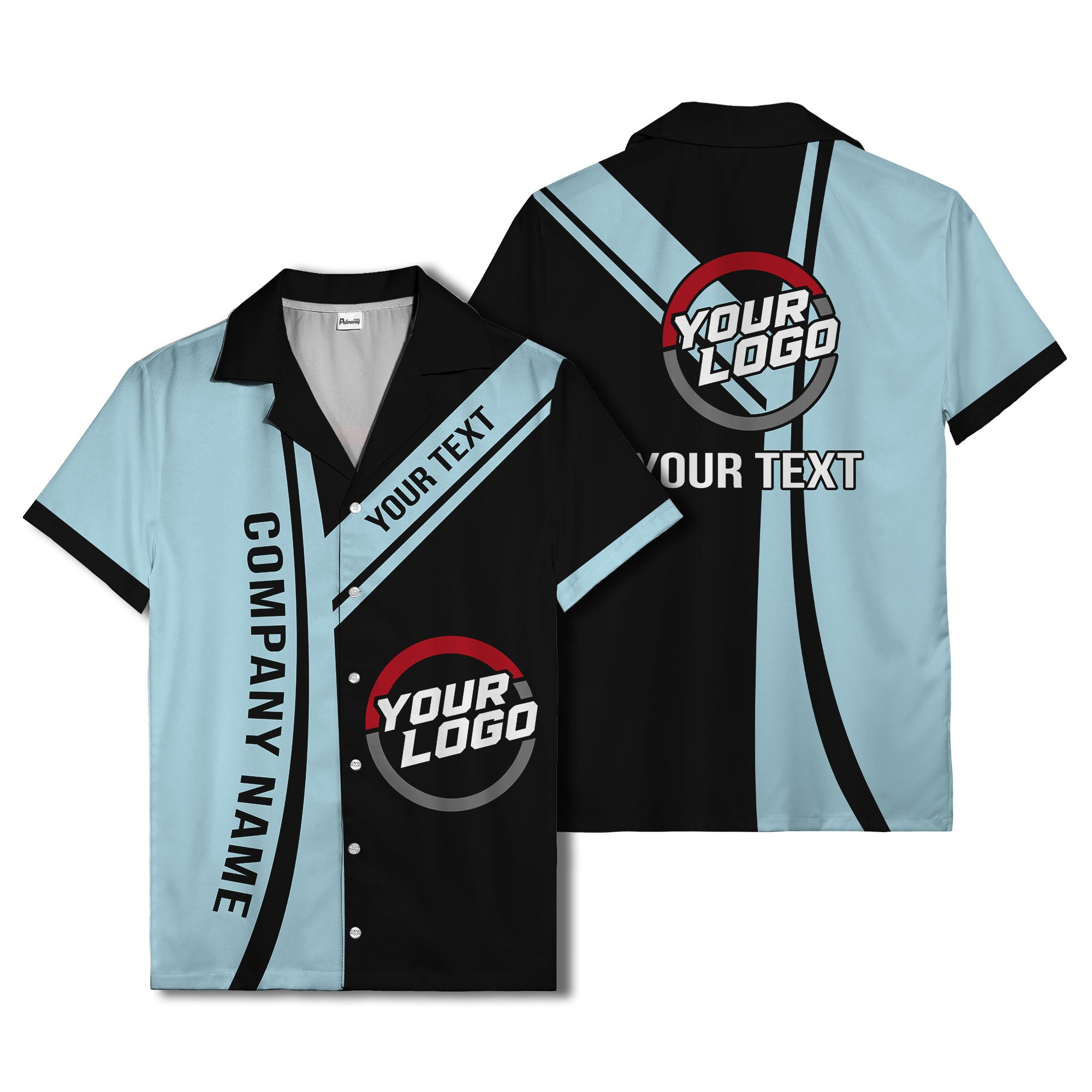 diagonal stripe custom logo company name hawaiian shirt for teams
