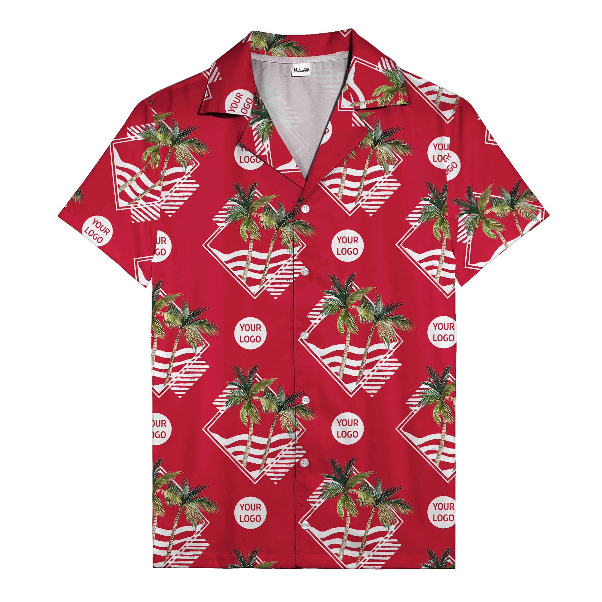 diamond waves & palm trees graphic hawaiian shirt for men