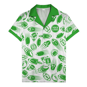 dynamic footballs & speed lines black white graphic hawaiian shirt for men