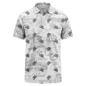 eiffel tower & airship sketched landmark polo shirt for men
